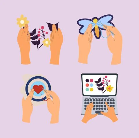 Hands creating workshop Stock Illustration