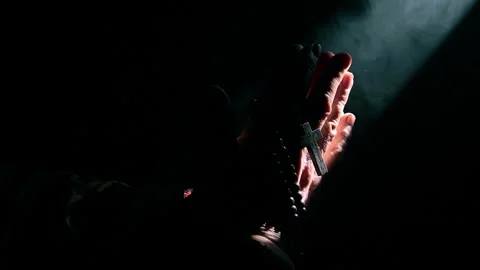 Hands with a cross folded in prayer Stock Footage 258848350