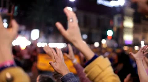 Hands in crowd cheering Stock-Footage 10820930