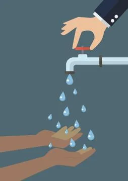 Hands cup falling water out of the tap Illustrazione stock