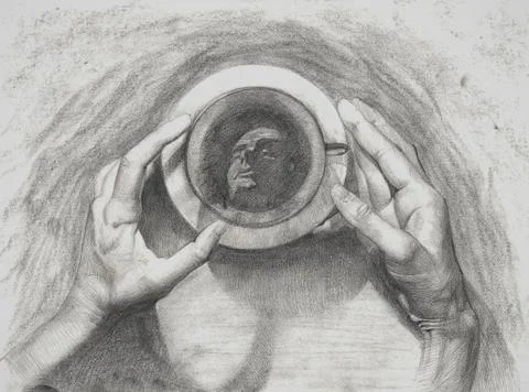 Hands with a cup Stock Illustration