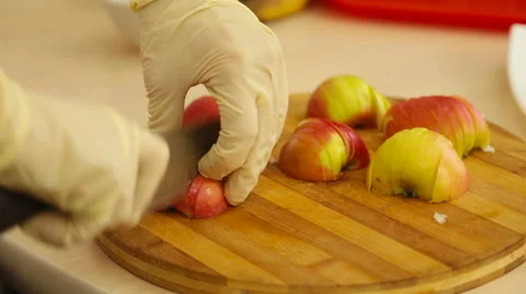 Hands cutting an apple Stock Footage 60056108