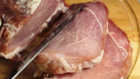 Hands cutting fresh meat 4 K Stock Footage 191120201
