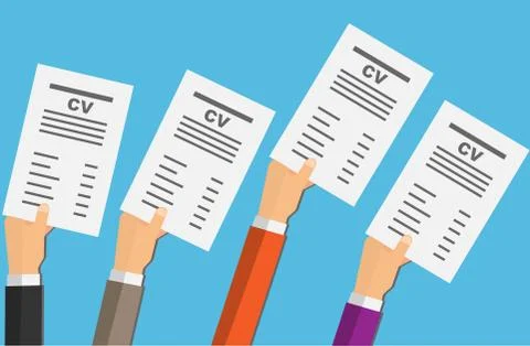 Hands with cv resumes Stock Illustration