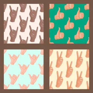 Hands deaf-mute seamless pattern background gestures human arm people 스톡 일러스트