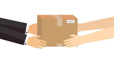 Hands delivering cardboard box package flat animation. Stock Footage 316335908