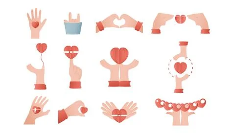 Hands is designed in concept of love. Paper cut elements illustration isolate Stock-Illustration