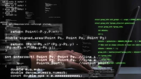 Hands of a developer programmer typing computer code on a laptop keyboard Stock Footage 270491251