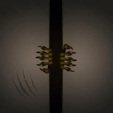 Hands of the devil in the elevator Illustrazione stock