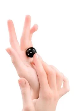 Hands with dice Foto stock