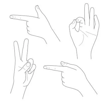 Hands in different gestures and interpretations vector illustration Stock Illustration