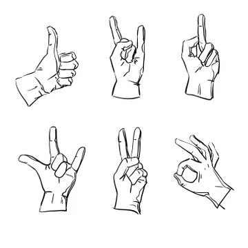 Hands in different interpretations Stock Illustration