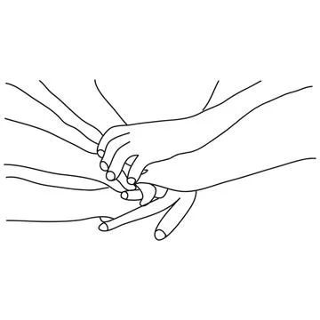 Hands of different people holding each other in support Stock-Illustration