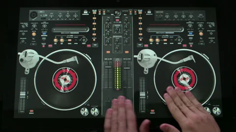 Hands on DJ Turntable Stock Footage 34262892