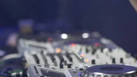 Hands Of Dj Tweak Controls On DJ Deck Stock Footage 141415018