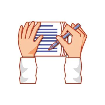 Hands with documents paper and pencil Illustrazione stock