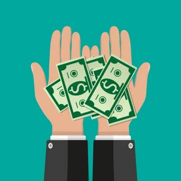 Hands with dollar banknotes Illustrazione stock