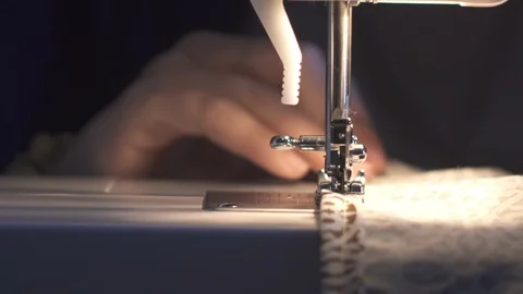 Hands with domestic sewing machine Stock Footage 88574253