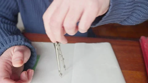 Hands Draw Perfect Circle with Compass, Precision Geometry in Design Process Stock Footage 333461637