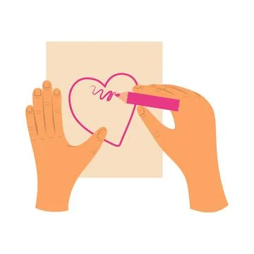 Hands drawing heart Stock Illustration