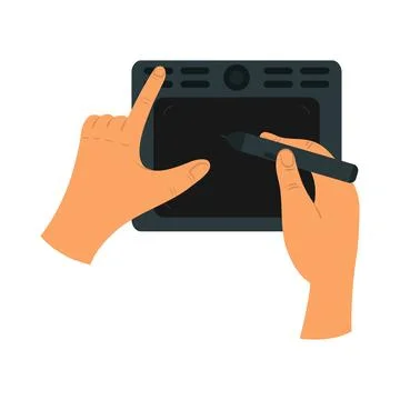 Hands drawing on a tablet Stock Illustration