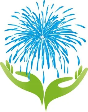 Hands, drops, water, drop of water, wellness, logo Stock Illustration