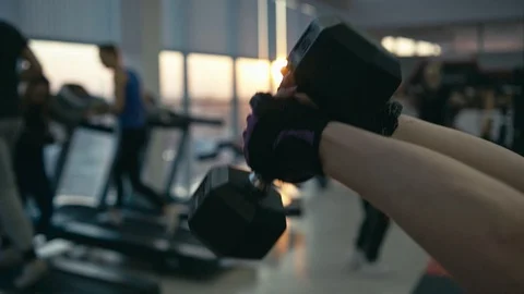 Hands with dumbbells Video stock 88507112