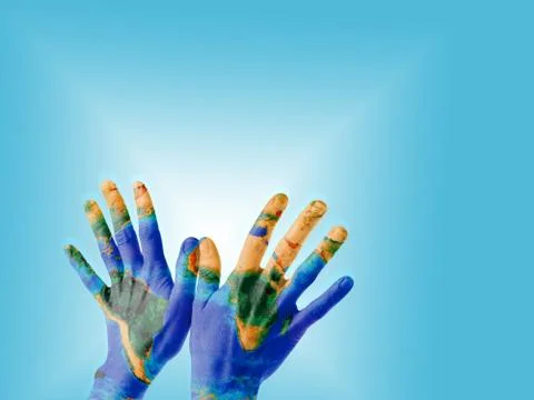 Hands with earth texture Stock Photos