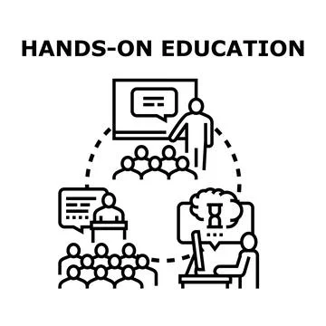 Hands on education facilitating interactive learning process Stock Illustration