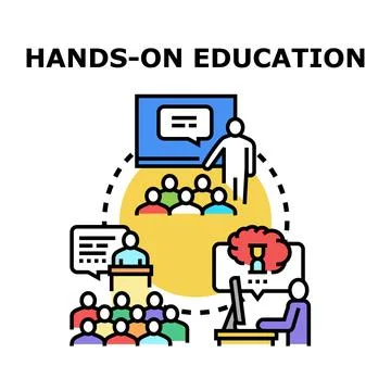 Hands on education facilitating interactive learning process Stock Illustration