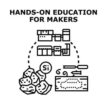 Hands on education for makers creating custom products Stock Illustration