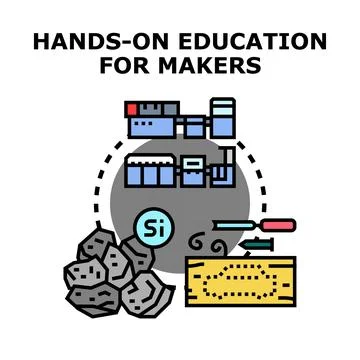 Hands on education for makers creating custom products Stock Illustration