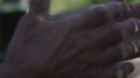 Hands of elder men in the nature. Vídeo Stock 76738941