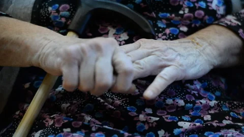 The hands of the elderly in a nursing home for the elderly and disabled Video stock 90053436
