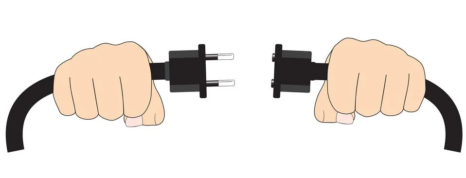 Hands with electric cable Stock Illustration