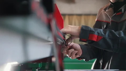 Hands of electrician engineer switching and testing equipment Stock Footage 85898181
