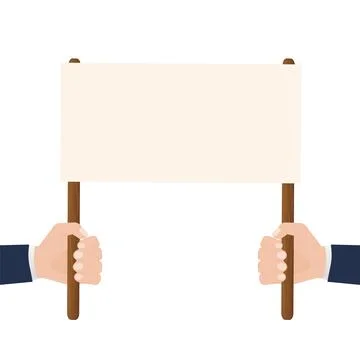 Hands with empty placard. Flat character. Vector flat design. Poster banner Stock Illustration