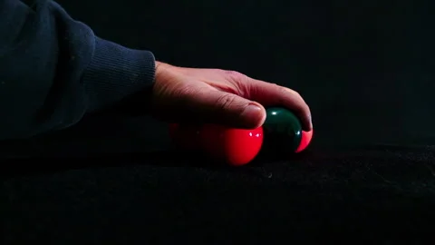 Hands entering frame and moving billiard balls 3 Stock Footage 247301383