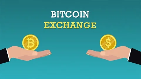 Hands Exchange Bitcoin with US Dollar Stock Footage 218390291