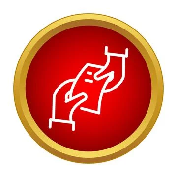 Hands exchanging document paper icon in red circle Illustrazione stock