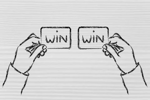 Hands exchanging Win Win solutions Stock Illustration