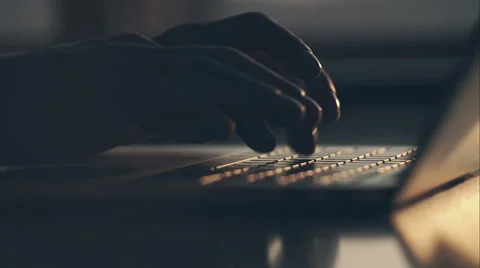 Hands of an executive working on his laptop at the office. RAW video record Stock Footage
