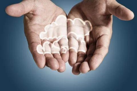 Hands exhibiting the cloud computing Stock Illustration