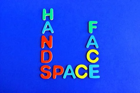 Hands Face Space On Blue Stock Photos