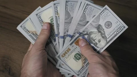 Hands Fanning Stack Hundred Dollar Bills Stock Footage 319422294