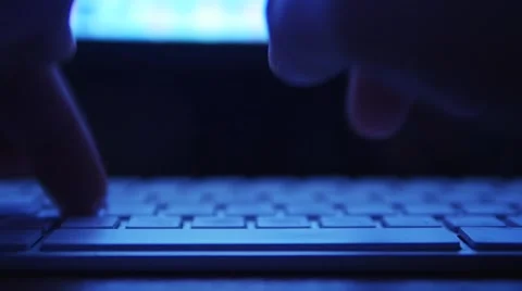 Hands fast typing text on the keyboard. Night theme Stock-Footage 49329349