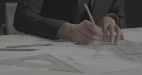 Hands Of A Female Engineer Working On A Structural Plan Of A Building Project Video stock 140715736