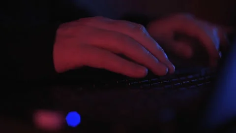 Hands of Female Hacker Typing On Keyboard 3 Stock-Footage 147934804