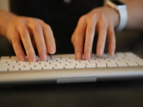 Hands female typing keyoboard smoke Stock Footage 73830638