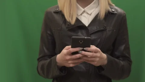 Hands of female using smart phone green screen 4k footage Stock Footage 107743400